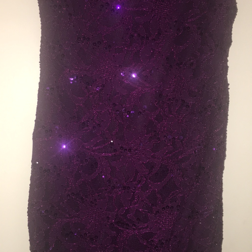 Purple off should sequin lace homecoming dress - Picture 5 of 6